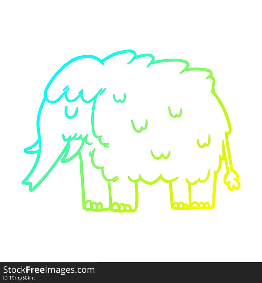 Cold Gradient Line Drawing Cartoon Mammoth