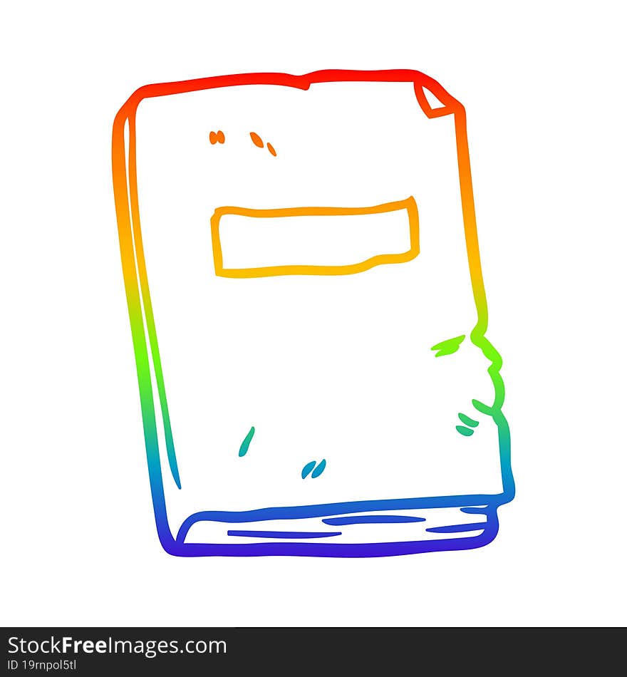 Rainbow Gradient Line Drawing Battered Old Notebook