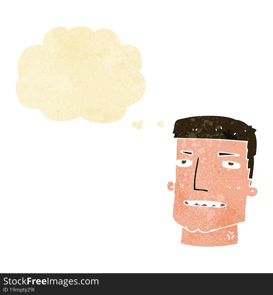 cartoon male head with thought bubble