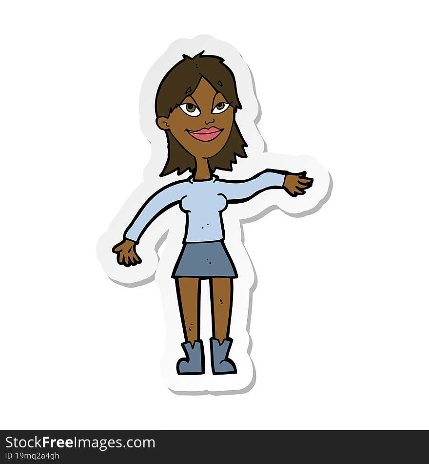 sticker of a cartoon woman making hand gesture