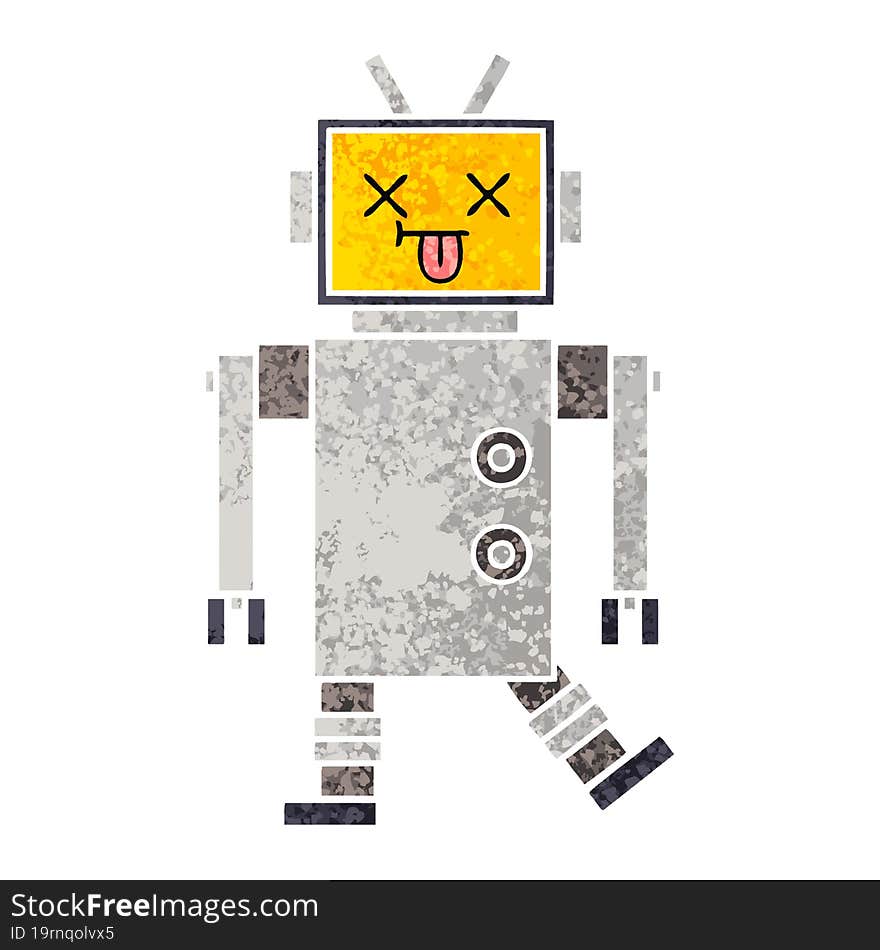 Retro Illustration Style Cartoon Robot