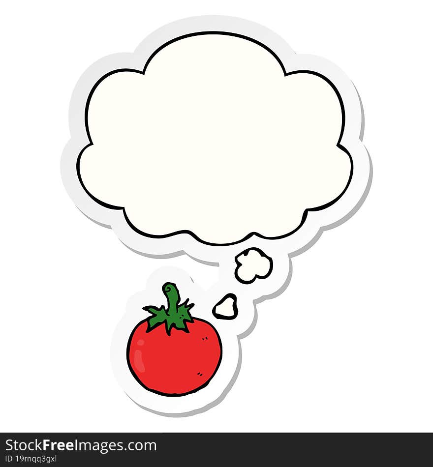 cartoon tomato and thought bubble as a printed sticker