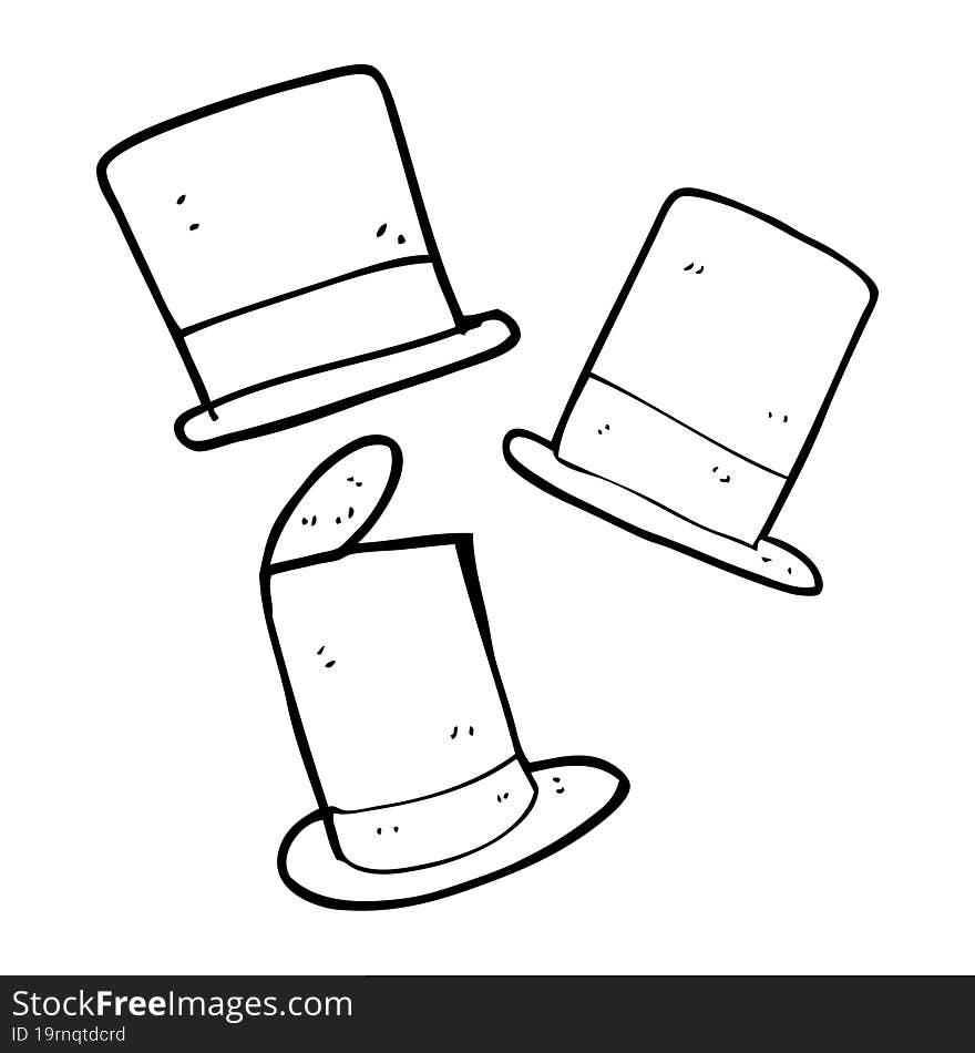 black and white cartoon top hats