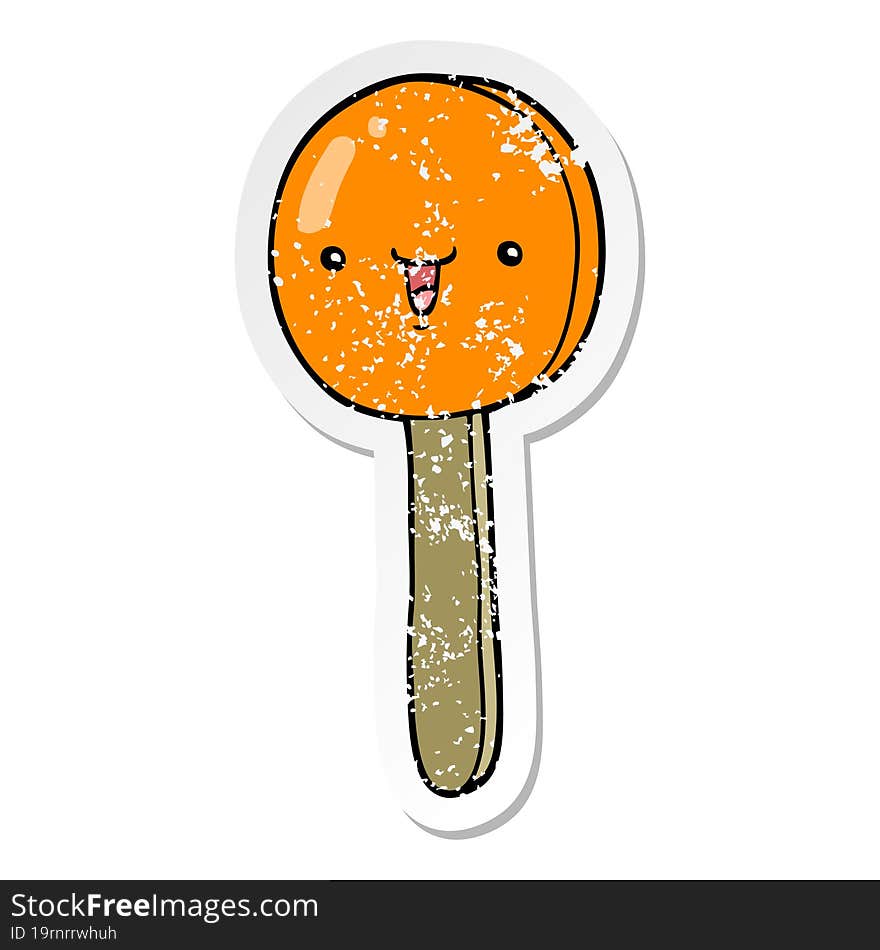 distressed sticker of a cartoon lollipop