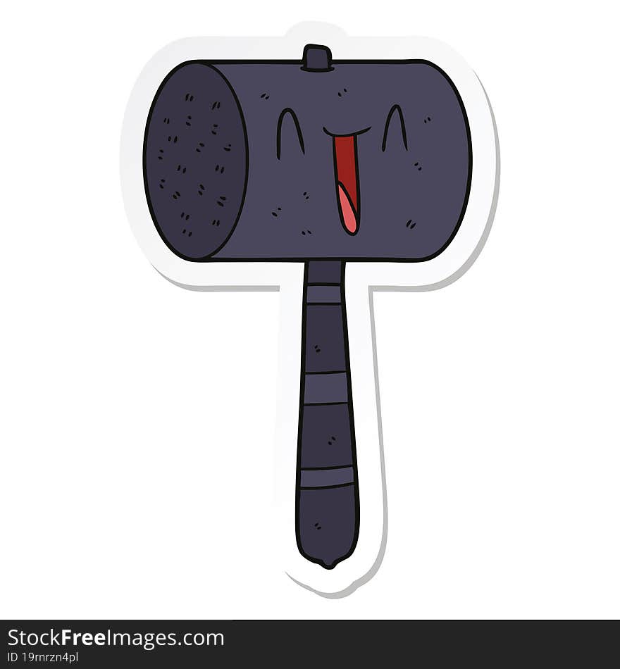 Sticker Of A Cartoon Hammer