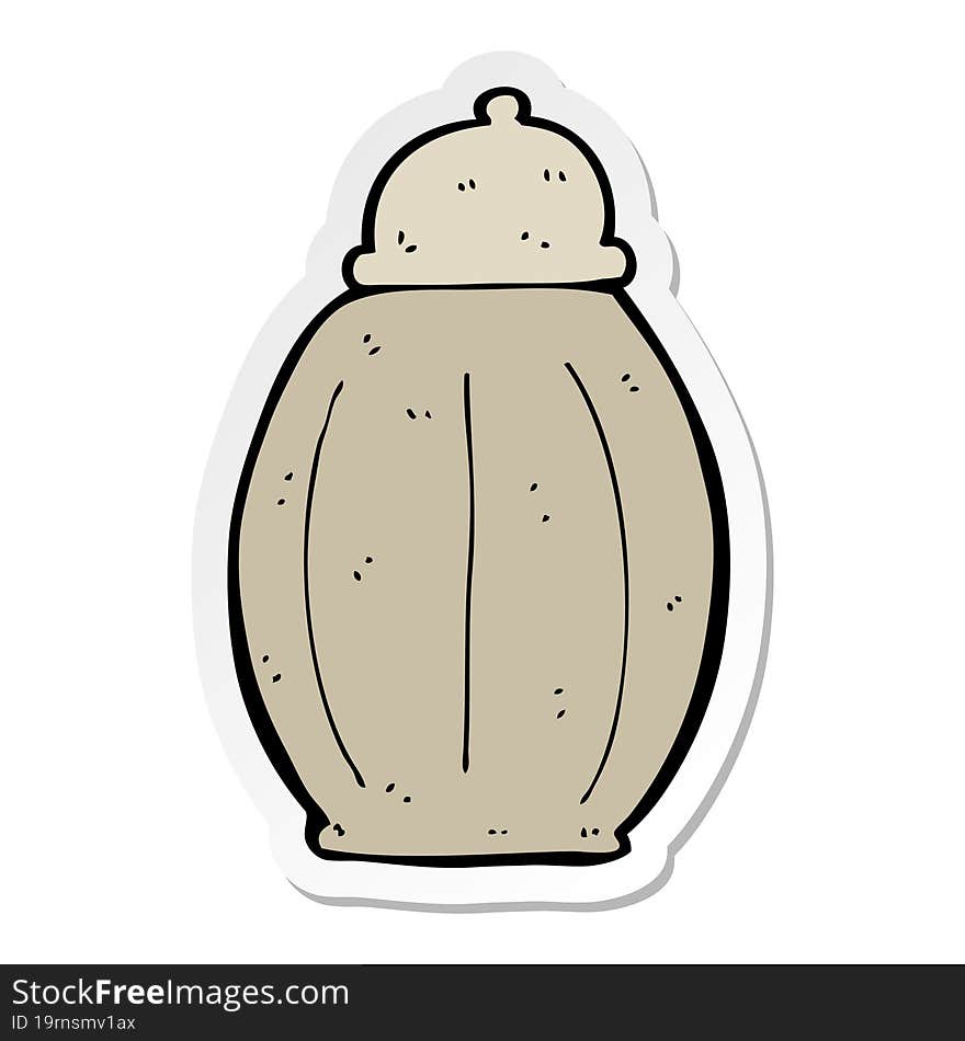 sticker of a cartoon old jar