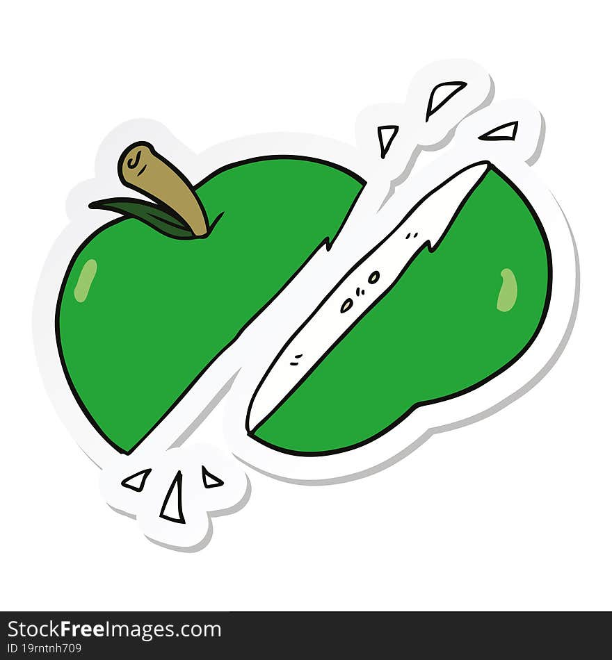 Sticker Of A Cartoon Sliced Apple