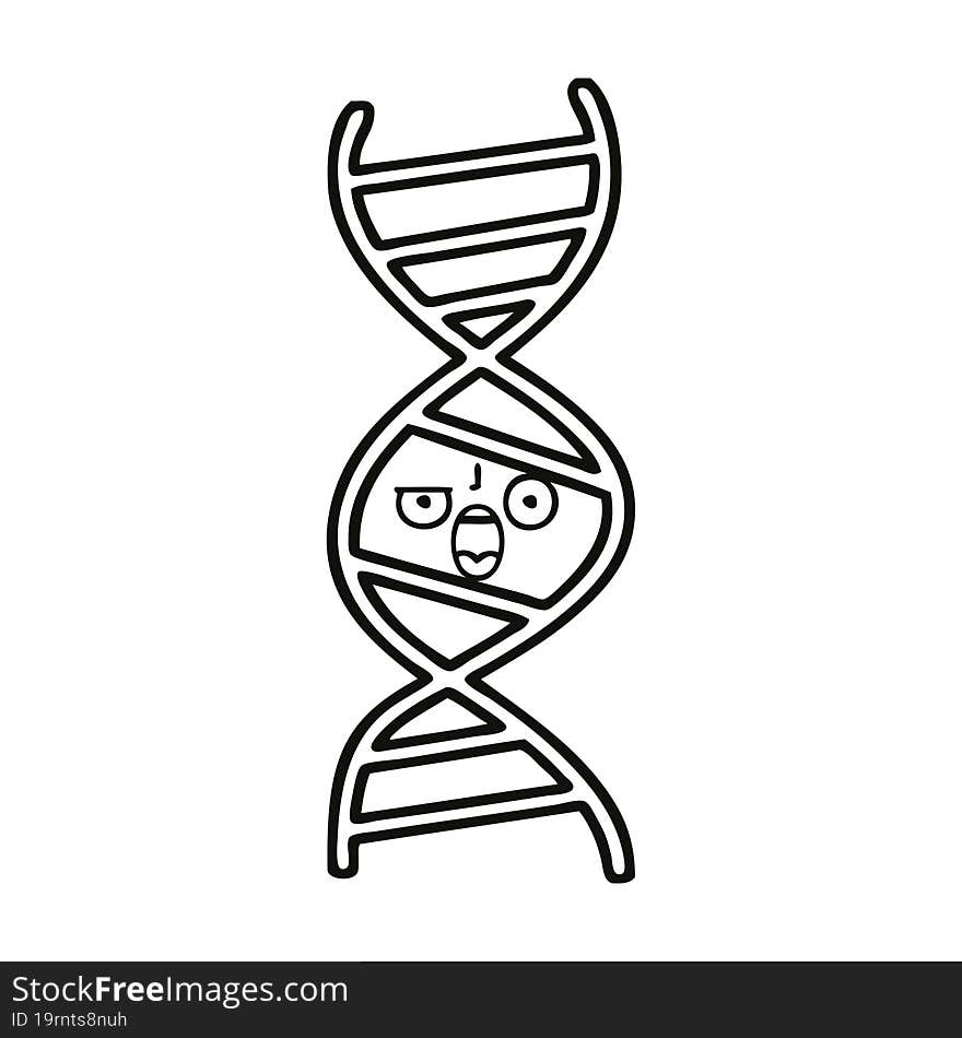 line drawing cartoon of a DNA strand