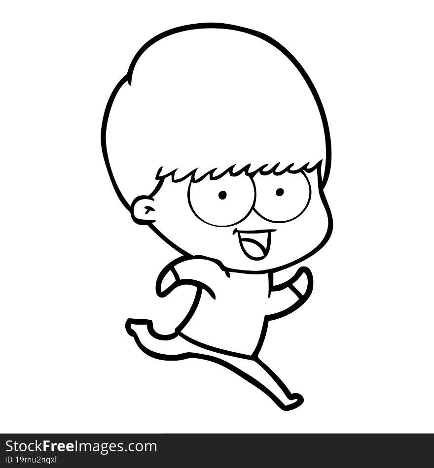 happy cartoon boy running. happy cartoon boy running