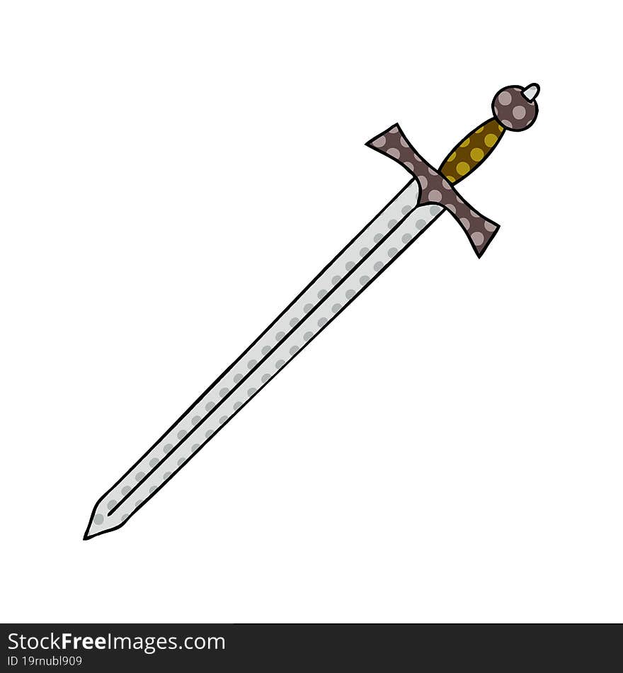 quirky comic book style cartoon sword