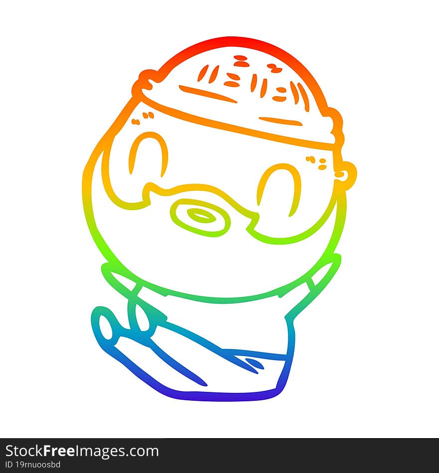 rainbow gradient line drawing cartoon bearded man