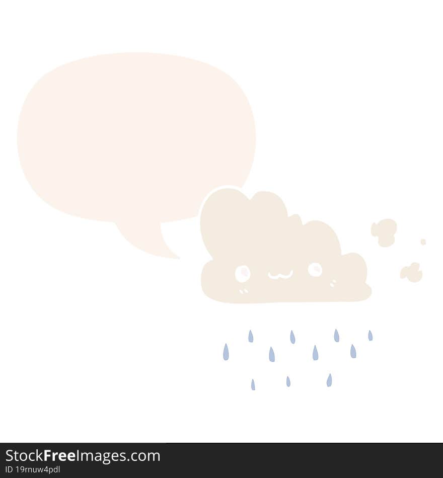 cartoon storm cloud and speech bubble in retro style