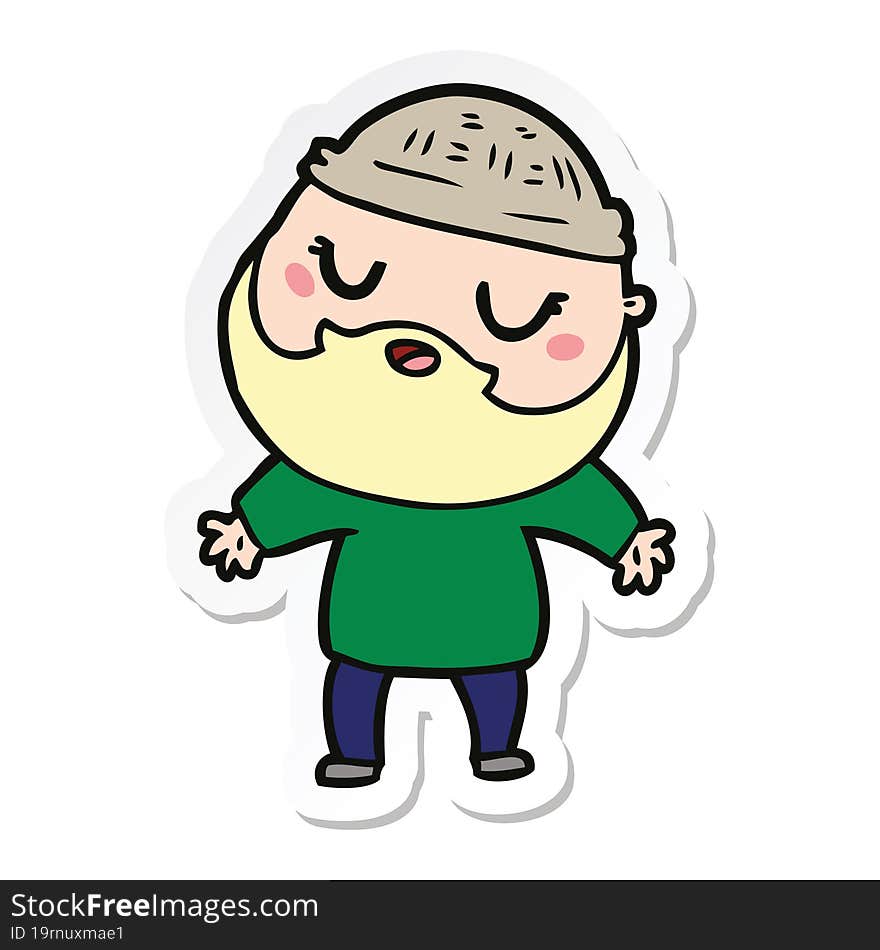 Sticker Of A Cartoon Man With Beard