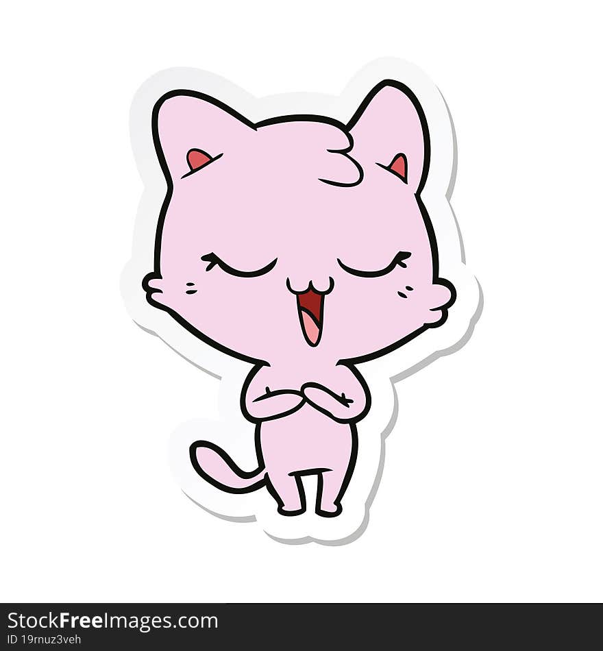 sticker of a happy cartoon cat