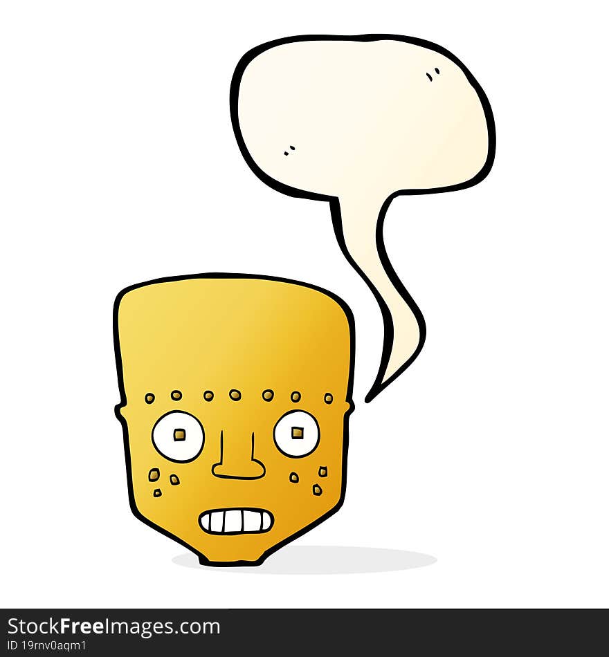 cartoon robot head with speech bubble