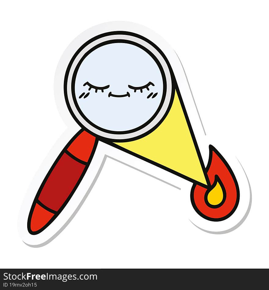 Sticker Of A Cute Cartoon Magnifying Glass