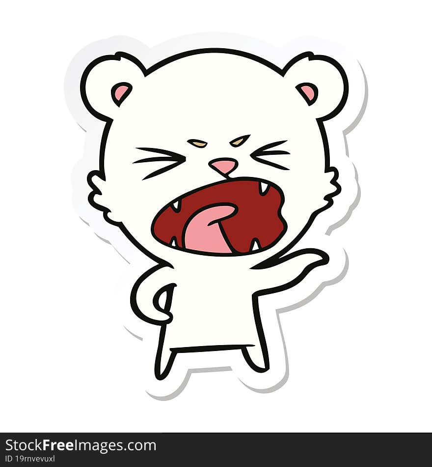 sticker of a angry cartoon polar bear