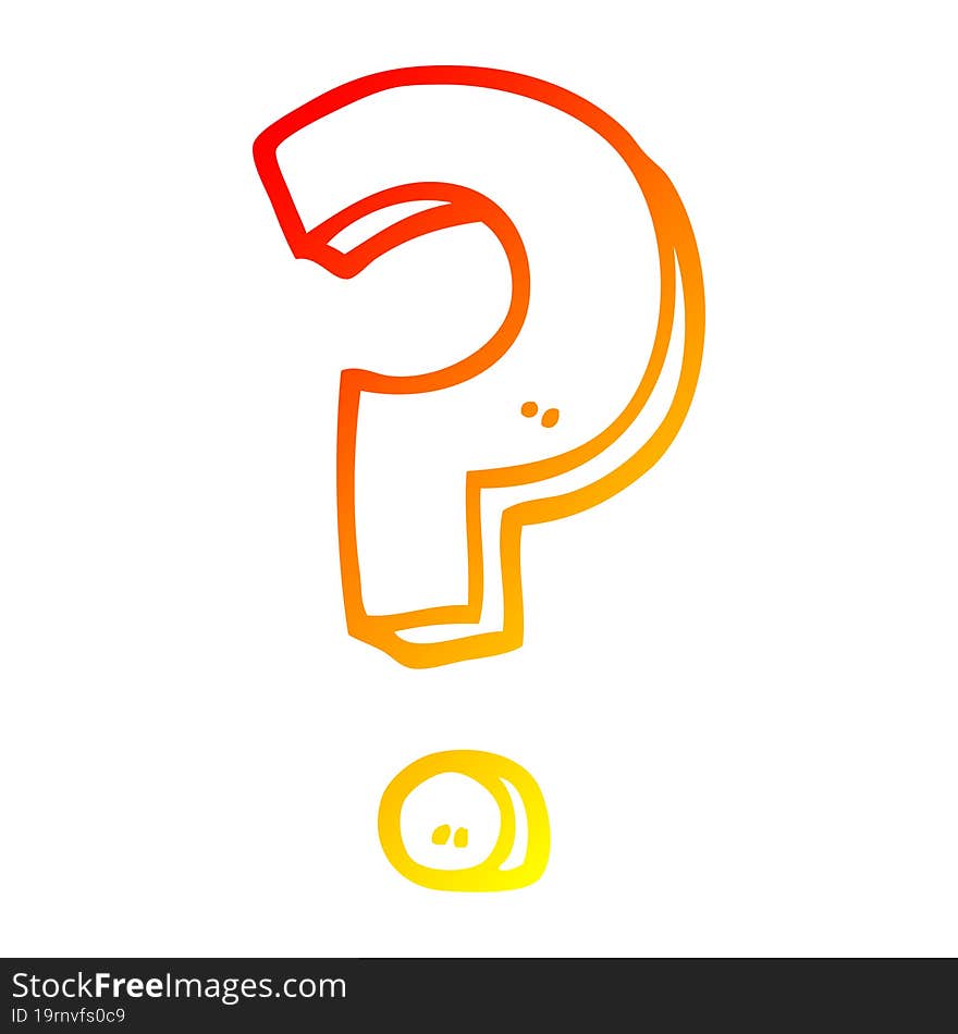 Warm Gradient Line Drawing Cartoon Question Mark