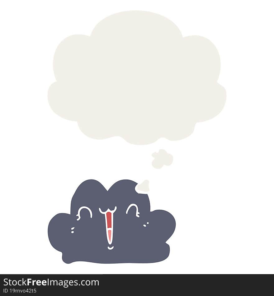 Cute Cartoon Cloud And Thought Bubble In Retro Style