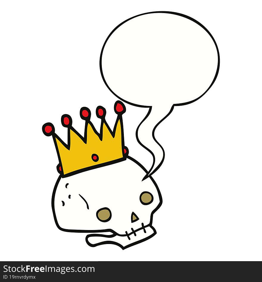 cartoon skull and crown and speech bubble