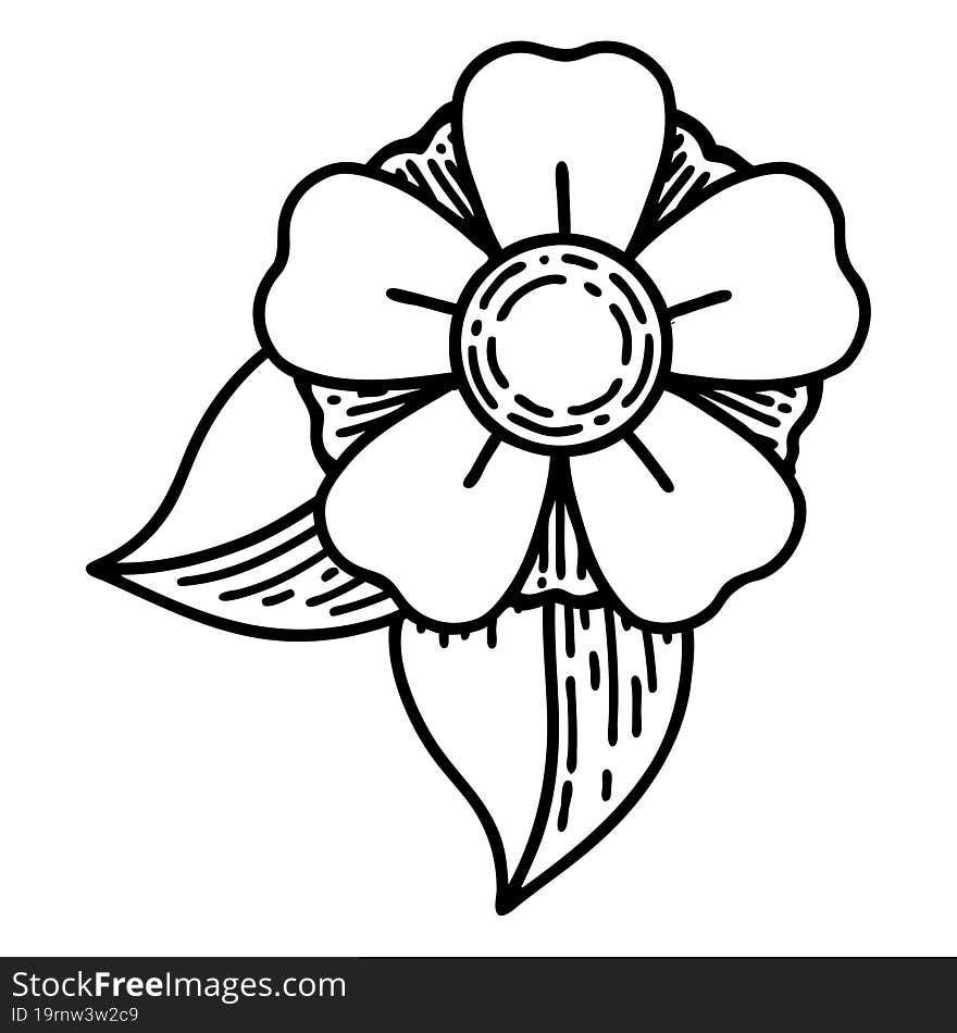 Black Line Tattoo Of A Flower