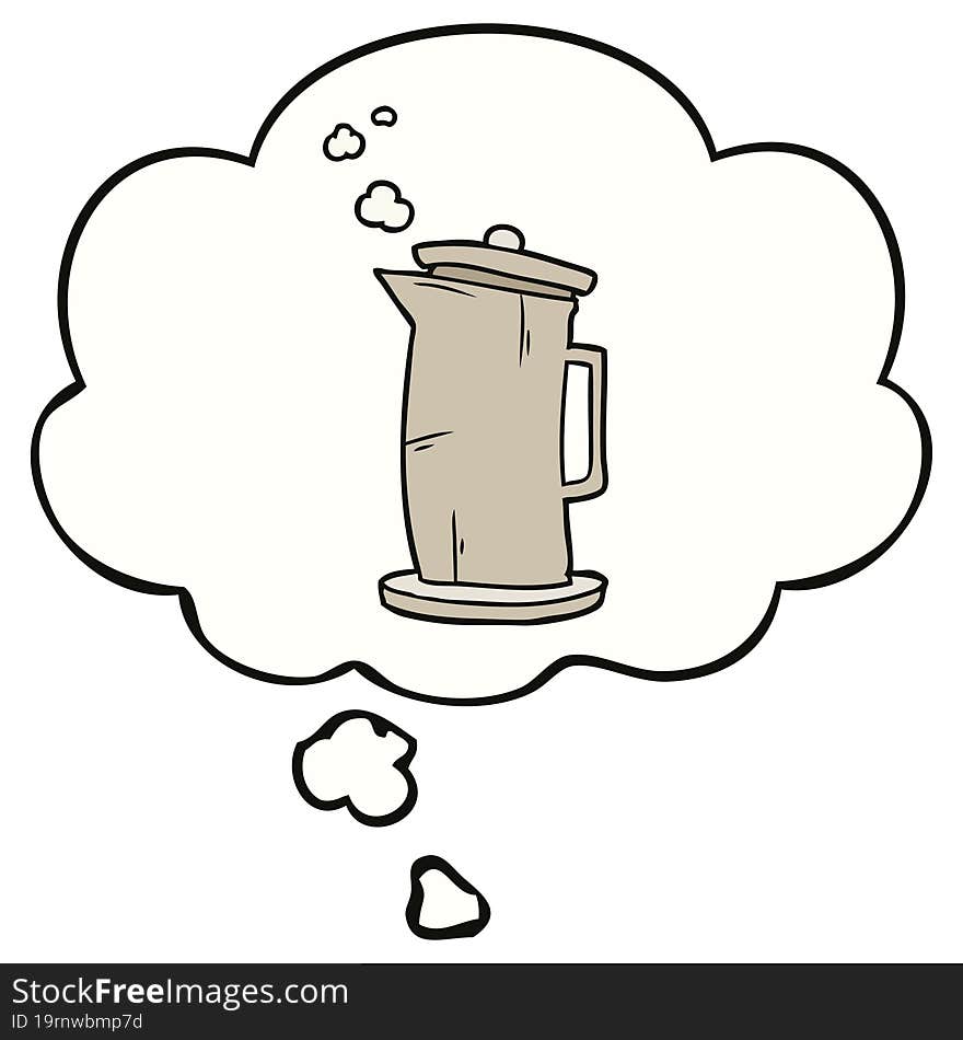 cartoon old kettle with thought bubble. cartoon old kettle with thought bubble