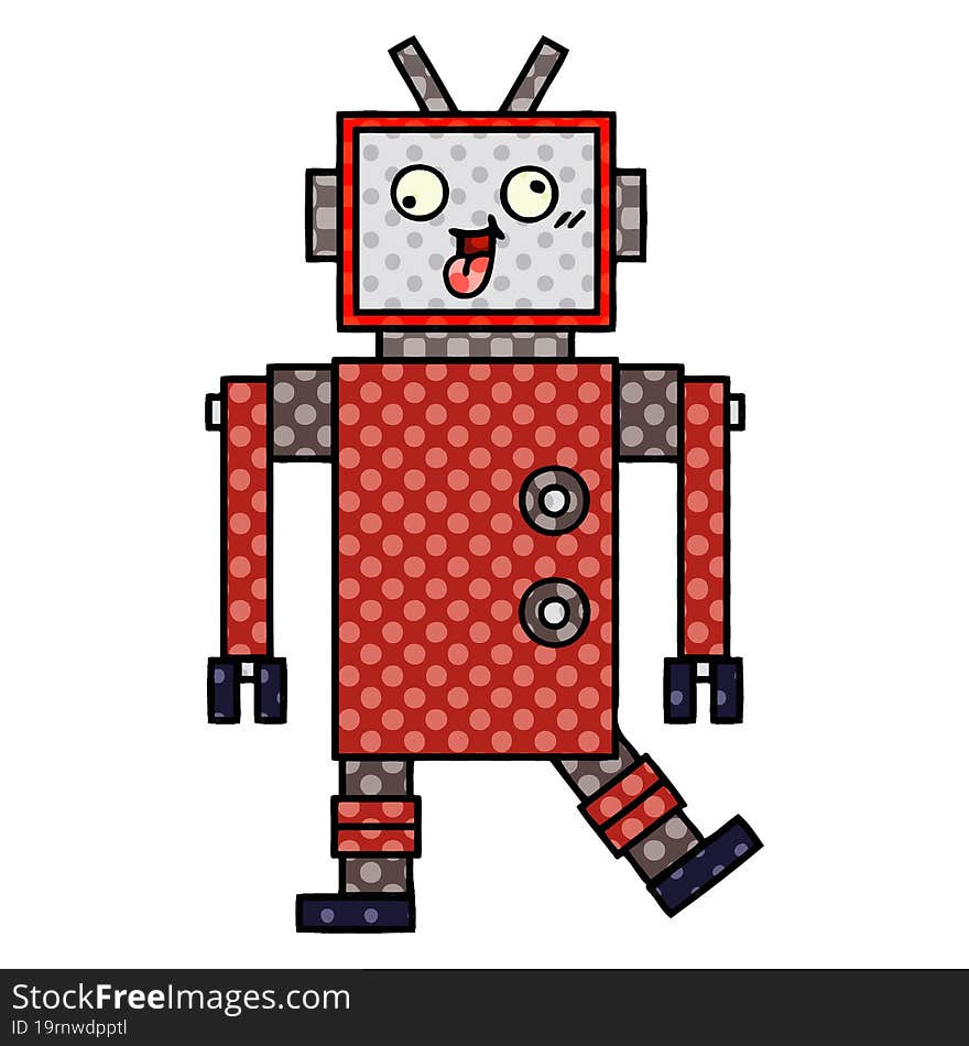 Comic Book Style Cartoon Robot