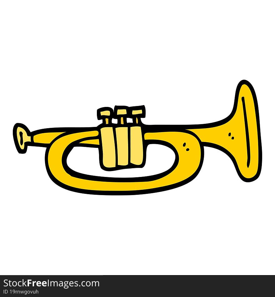 hand drawn doodle style cartoon trumpet