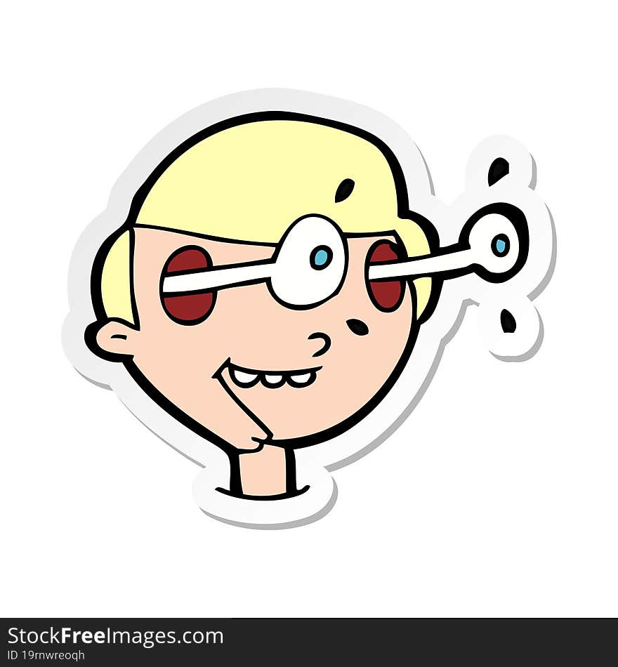 sticker of a cartoon excited boys face