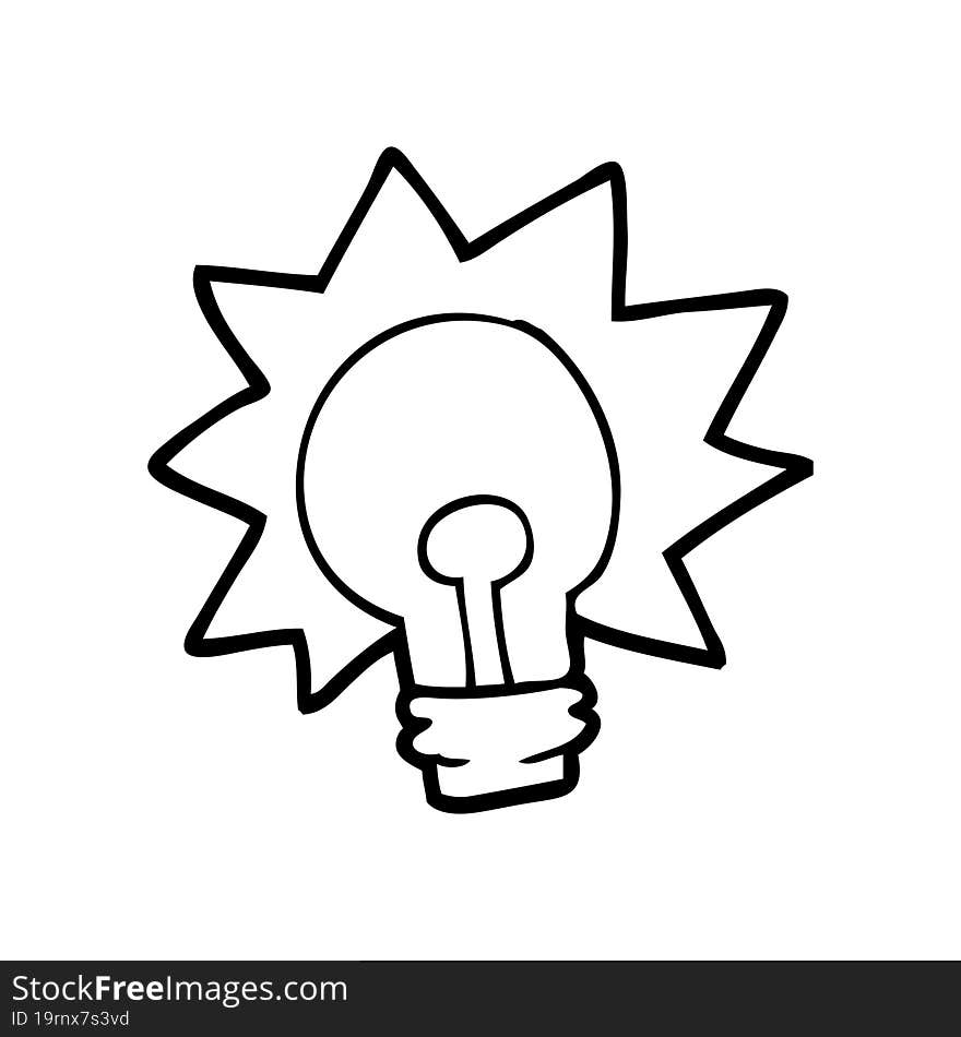 cartoon shining light bulb. cartoon shining light bulb