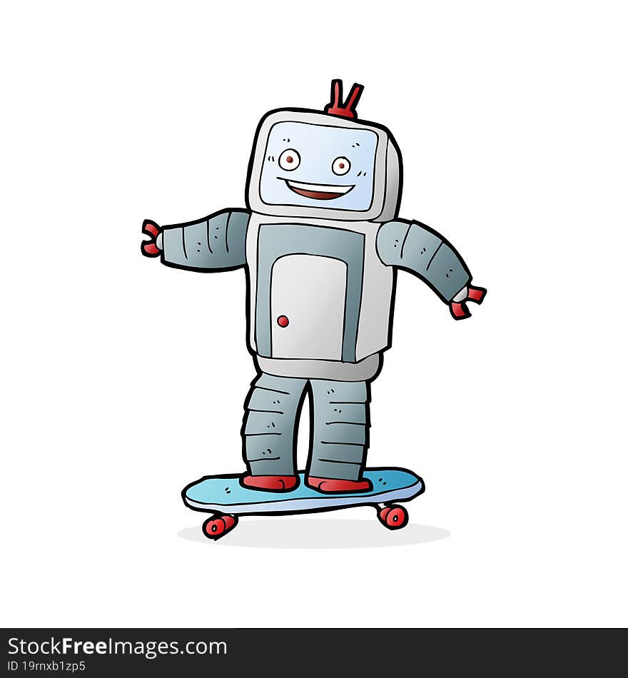 Cartoon Skateboarding Robot