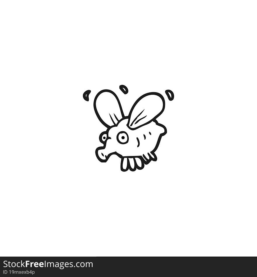 black and white cartoon fly