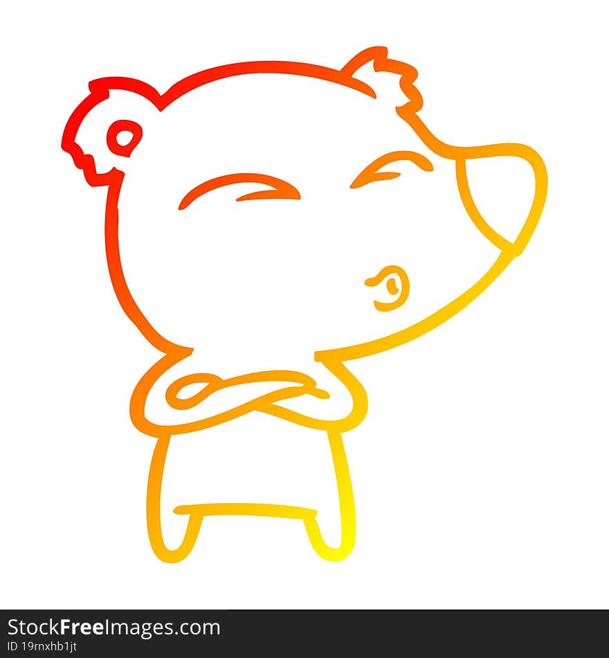 warm gradient line drawing cartoon whistling bear