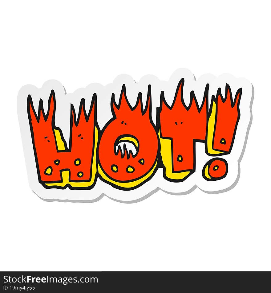 sticker of a cartoon hot symbol