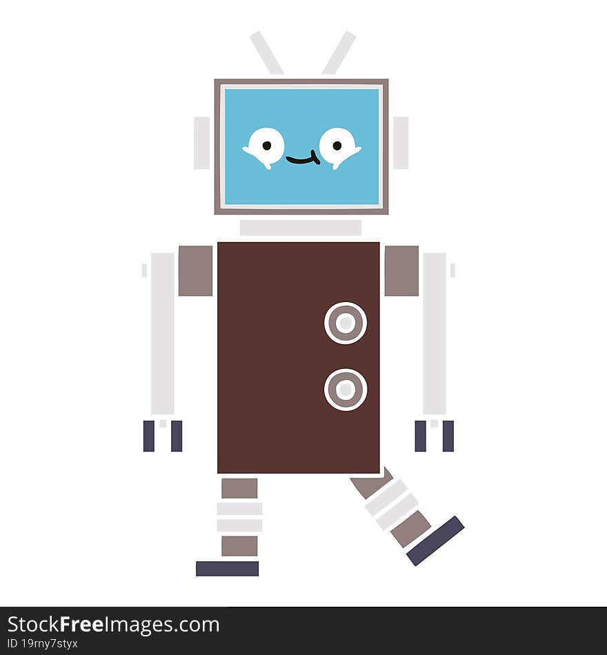 flat color retro cartoon of a robot