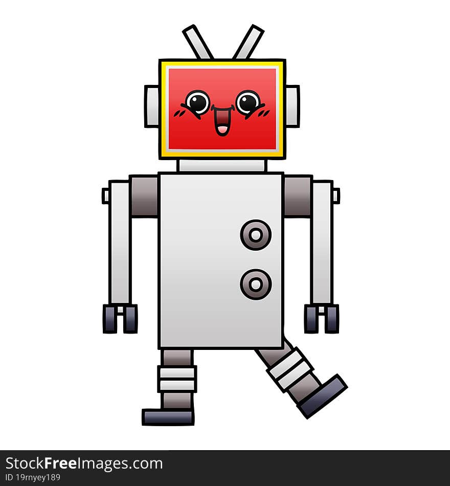 gradient shaded cartoon of a happy robot