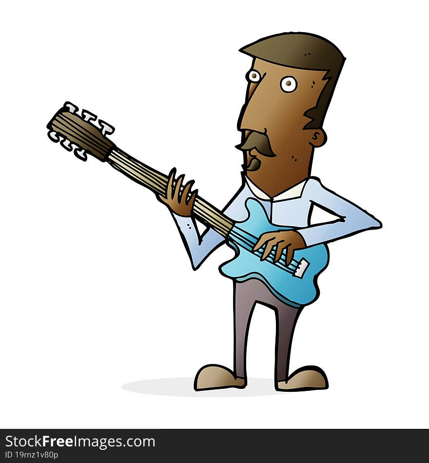 cartoon man playing electric guitar