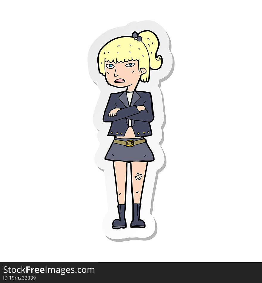 sticker of a cartoon cool girl