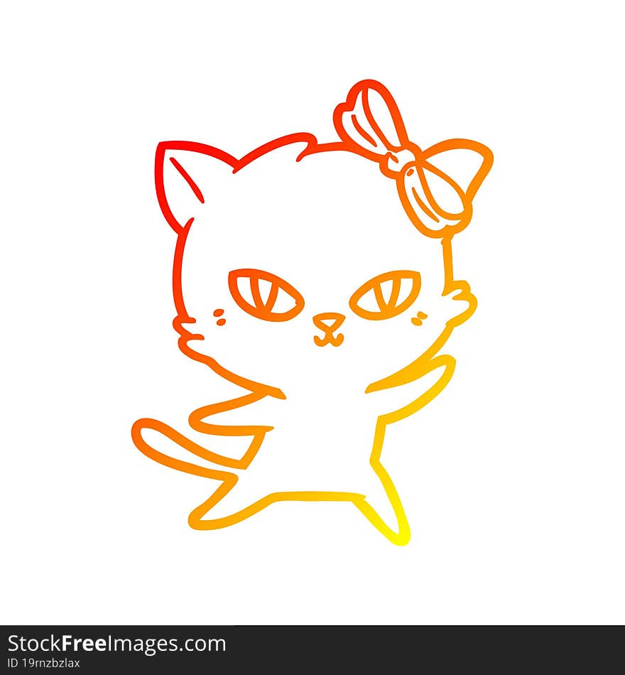 warm gradient line drawing cute cartoon cat