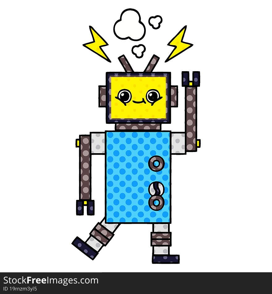 comic book style cartoon of a robot