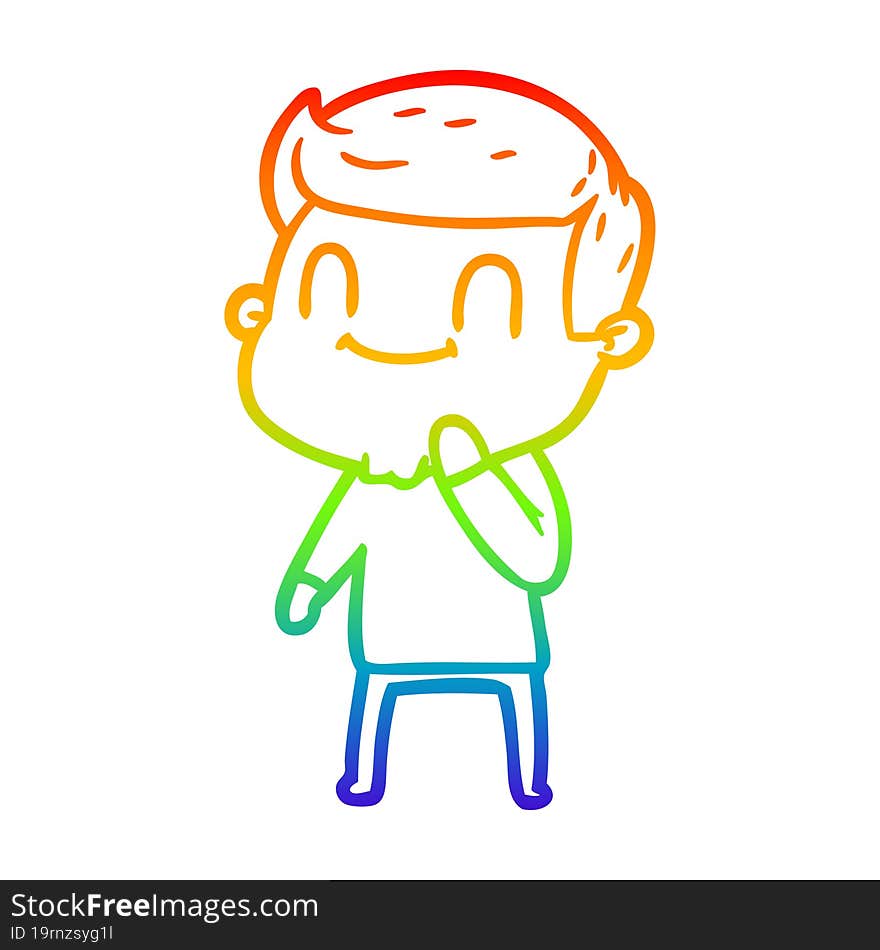 Rainbow Gradient Line Drawing Cartoon Friendly Man