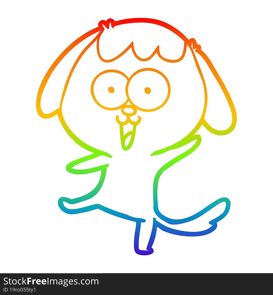 rainbow gradient line drawing of a cute cartoon dog