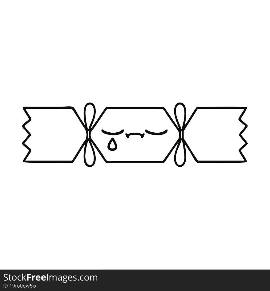 Line Drawing Cartoon Christmas Cracker