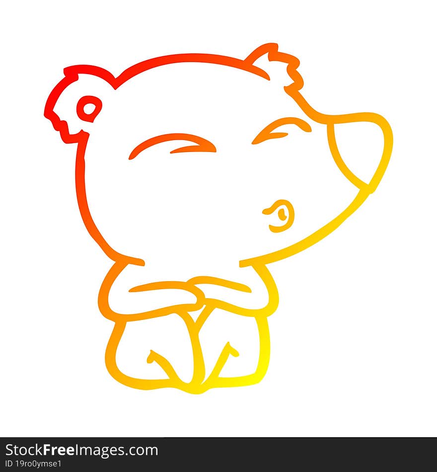 warm gradient line drawing cartoon whistling bear