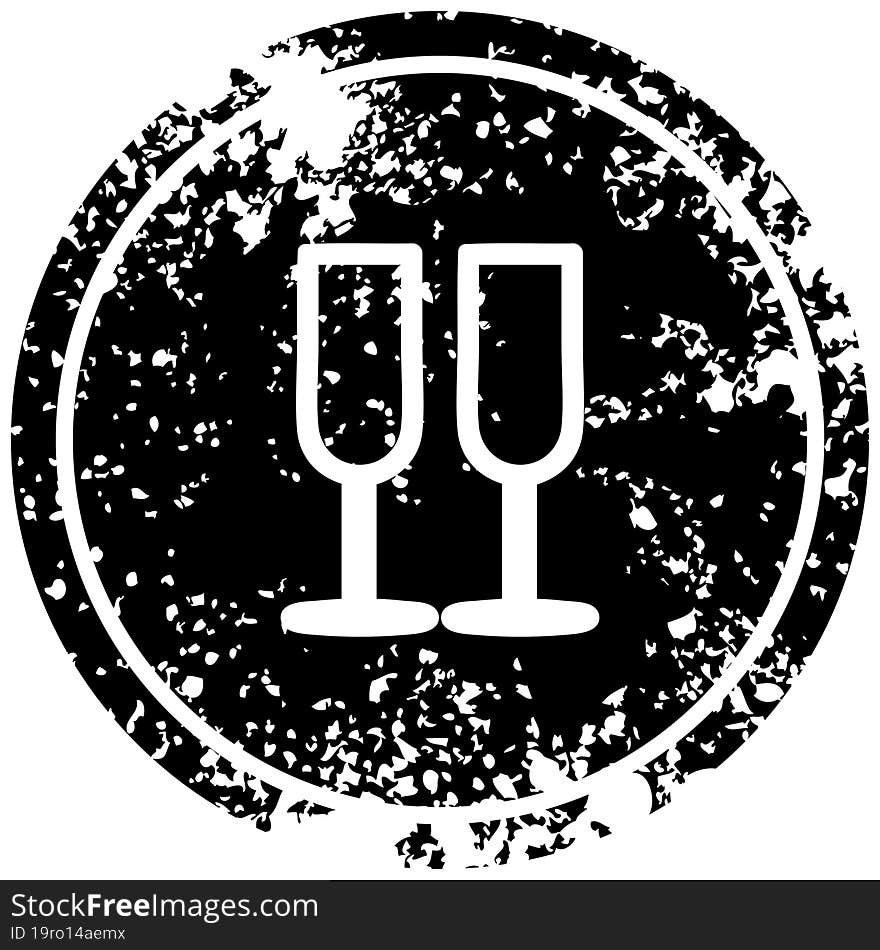 champagne glasses distressed icon