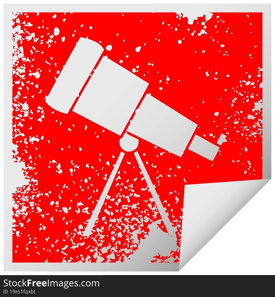 distressed square peeling sticker symbol telescope