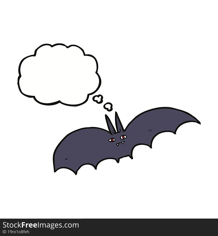 cartoon vampire bat with thought bubble