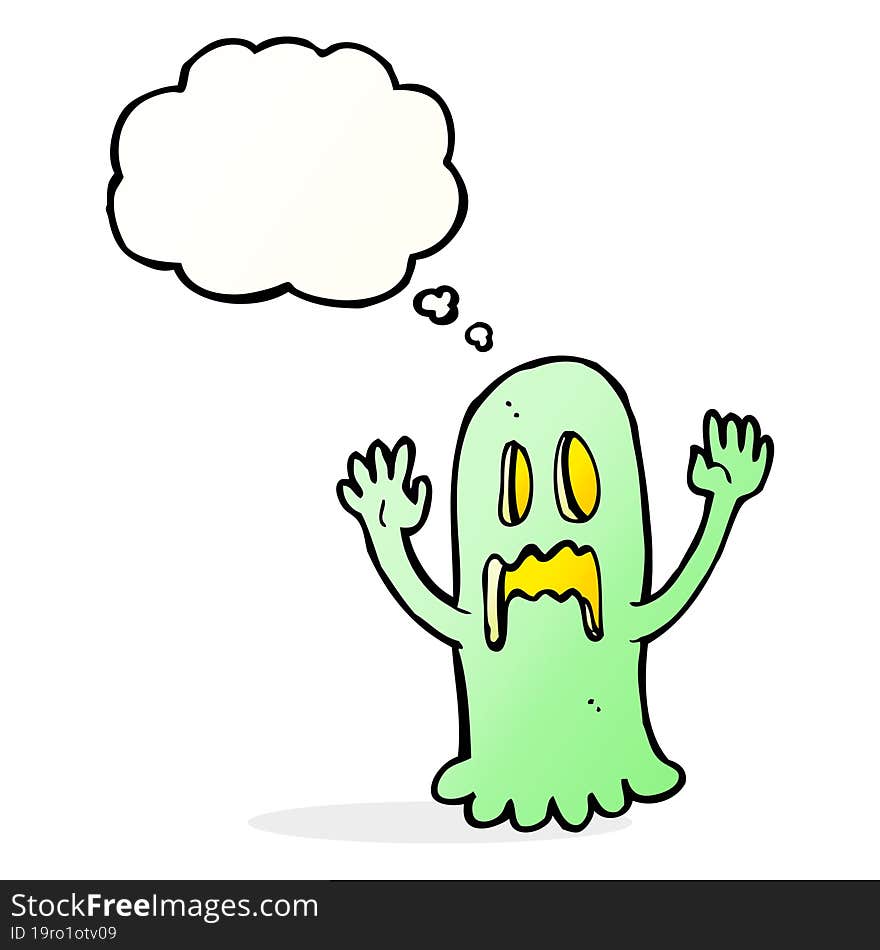 cartoon spooky ghost with thought bubble