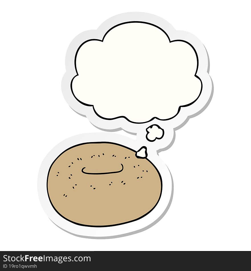 cartoon donut and thought bubble as a printed sticker