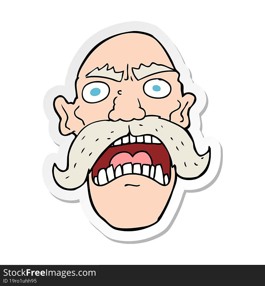 sticker of a cartoon angry old man